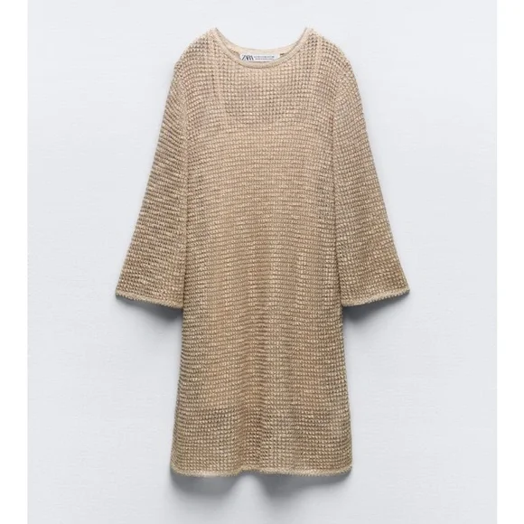 long knit dress long sleeve Beige Side Slit Maxi Sweater Dress – PinkBlush main image 1